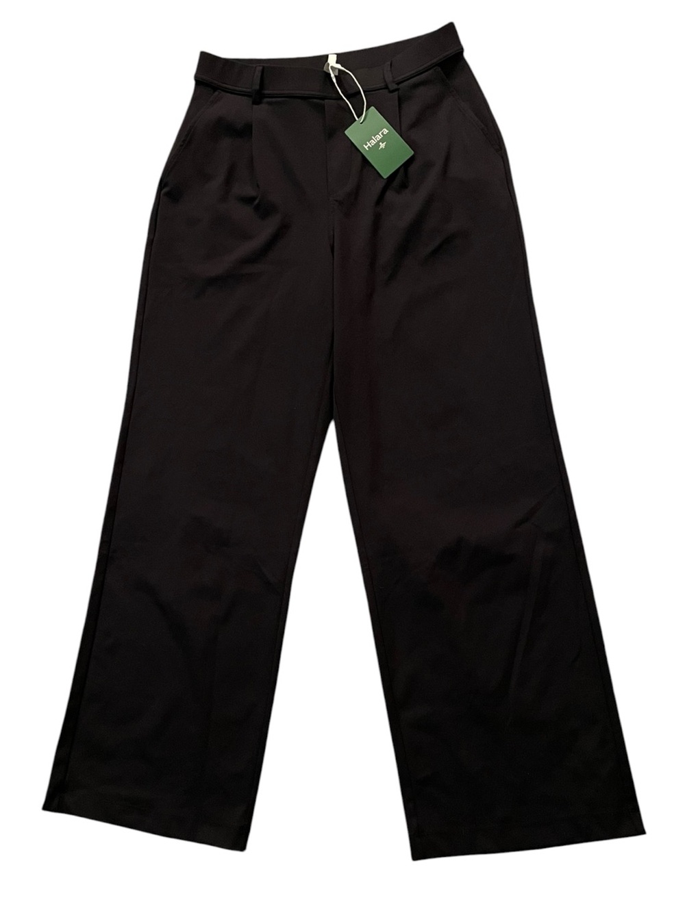 New Medium Tall Halara Pants Black High Rise Pleated Dress Pull On Work Trousers
